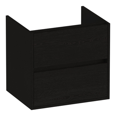 BRAUER Adore wastafelonderkast - 60x46x55cm - 2 softclose lades - greeploos - 1 sifon uitsparing - Timber Black met wastafel adore SHOWROOMMODEL