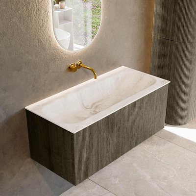Mondiaz KURVE-DLUX Ensemble de meuble de salle de bain - 100x46x40cm - 1 tiroir - lavabo solid surface - centre - sans trou de robinet - Shadow