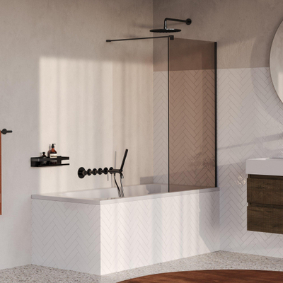 BRAUER Oblivion Paroi de baignoire - 80x140 - verre bronze - incl. revêtement en verre - PVD gunmetal brossé