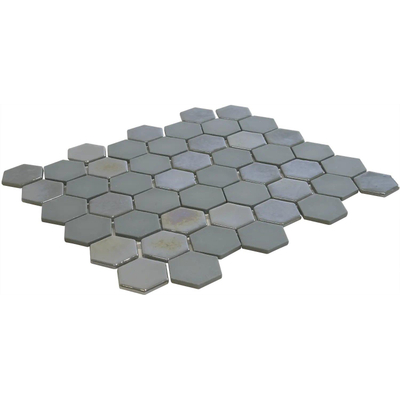 The Mosaic Factory Valencia mozaïektegel - 28x33cm - 5mm - hexagon - mat en glans khaki (groen)