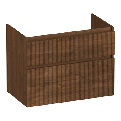 BRAUER Delight Ensemble meuble de salle de bains - 80x62x45,5 cm - 2 tiroirs - avec trou de robinet - 1 lavabo en céramique blanc - Forest cacao