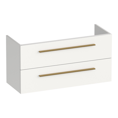 BRAUER Trust meuble sous lavabo peu profond 100 excl. poignées à poser 2 tiroirs softclose et 1 découpe pour le siphon - mat blanc