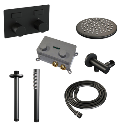 BRAUER Black Carving inbouw regendoucheset – Ø20 cm hoofddouche – 30 cm plafondbuis – staafhanddouche – set 53