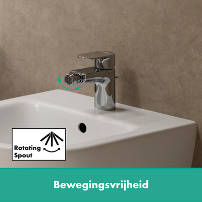 Hansgrohe Vernis Blend - eengreeps bidetkraan - met trekwaste - hoogglans chroom