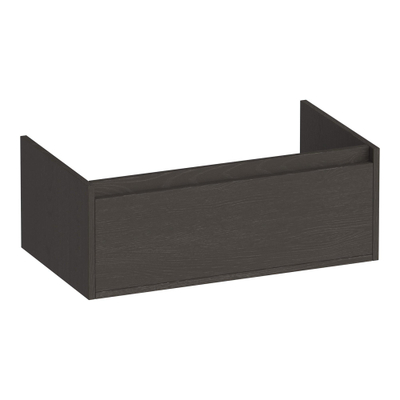 BRAUER Hope meuble sous-lavabo - 80x30x45.5cm - 1 tiroir softclose sans poignée - 1 découpe pour siphon - Timber Anthracite