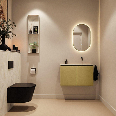 MONDIAZ TURE-DLUX Meuble toilette - 80cm - Oro - EDEN - vasque Ostra - position droite - sans trou de robinet