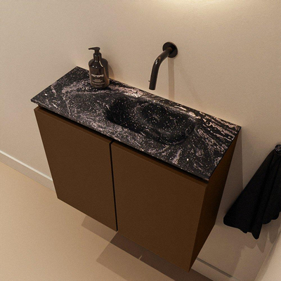 MONDIAZ TURE-DLUX 60cm toiletmeubel Rust. EDEN wastafel Lava positie rechts. Zonder kraangat.
