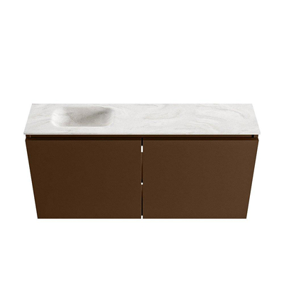 MONDIAZ TURE-DLUX 100cm toiletmeubel Rust. EDEN wastafel Ostra positie links. Met 1 kraangat.