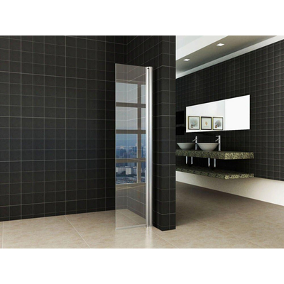 Wiesbaden Comfort Zijwand draaibaar - met muurprofiel - 40x200cm - 10mm - nano helder glas - chroom