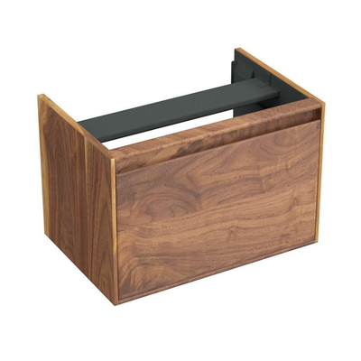 Forzalaqua Reno 2.0 meuble sous-lavabo 59.5x39.5x40cm avec 1 tiroir sans poignée à fermeture douce Chêne massif Pure Walnut
