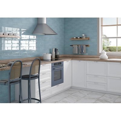 SAMPLE Terravito Pavero wandtegel - 7.5x30cm - Rechthoek - 8.6mm - Sky glans