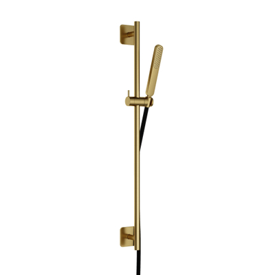 Hotbath Gal Verstelbare glijstang - 100 cm - met doucheslang 1.5 mtr - en handdouche - PVD - geborsteld messing (goud)