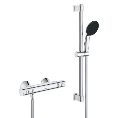 Grohe Precision Start Doucheset - thermostatische douchekraan - met glijstangset - 60cm - ronde handdouche - 1 straalsoort - gladde doucheslang - chroom