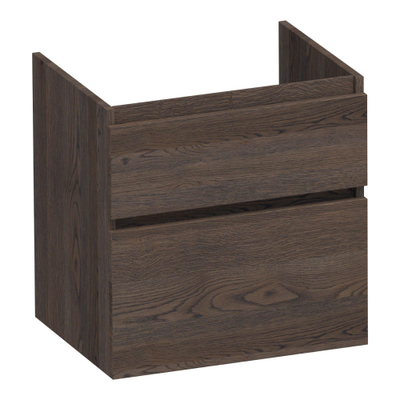 BRAUER Delight meuble sous-lavabo - 60x46x60cm - 2 tiroirs à fermeture douce - sans poignée - 1 découpe pour siphon - chêne massif - lames de chêne noir
