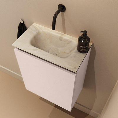 MONDIAZ TURE-DLUX Meuble toilette - 40cm - Rosee - EDEN - vasque Ostra - position centrale - sans trou de robinet