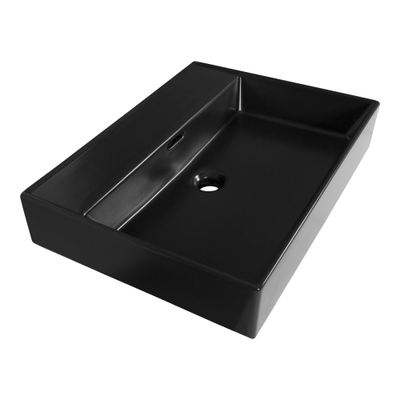 Saniclass Legend Lavabo pour meuble - 61x47x12cm - avec trop-plein - 1 vasque - 0 trou de robinet - céramique - noir mat
