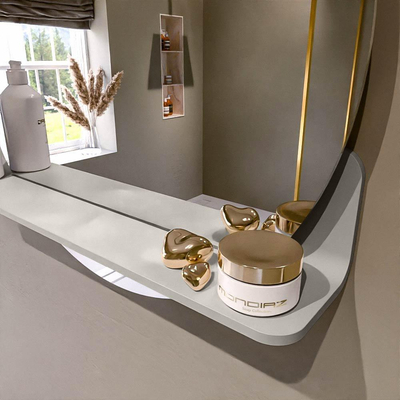 Mondiaz SPOT miroir – Ø 60 cm – avec tablette – Linen (blanc cassé)