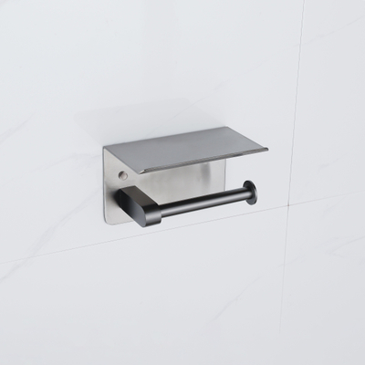 Fortifura Calvi - toiletrolhouder - met plateau - Geborsteld Gunmetal PVD