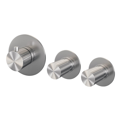 BRAUER Stripe Inbouwthermostaat - 2 stopkranen - in- en afbouwdelen - RVS-kleurig geborsteld PVD