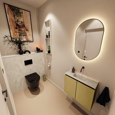 MONDIAZ TURE-DLUX Meuble WC 60 cm Oro. EDEN vasque Ostra position milieu. Sans trou de robinet.