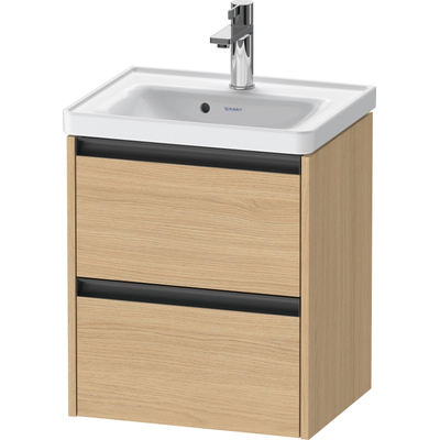 Duravit Ketho.2 Wastafelonderbouwkast - met 2 laden - 48.4x37.5x54.9cm - met grepen antraciet - natuur eiken mat
