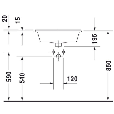 Duravit Starck 3 Philippe Starck - 3 opbouwwastafel - 56x46cm - wit