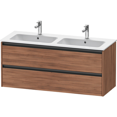 Duravit Ketho 2 meuble sous-lavabo avec 2 tiroirs pour double lavabo 128x48x55cm avec poignées noyer anthracite mat