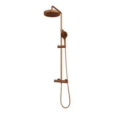 BRAUER Stripe Opbouw Thermostatische Regendouche - SET 02 - 25cm hoofddouche - 3-standen handdouche - doucheslang - koper geborsteld PVD