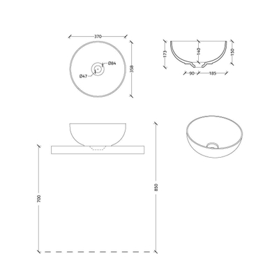Xenz George vasque à poser - 37x37cm - sable mat