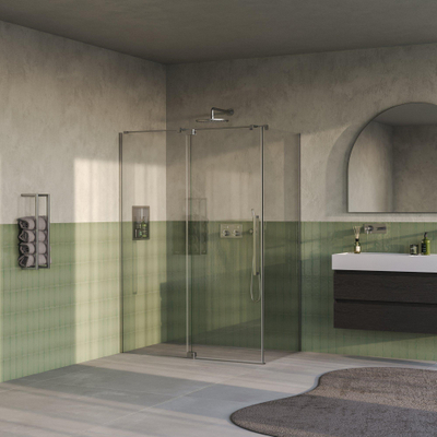 BRAUER Stellar Douchecabine - 140x90x200cm - draaideur - glascoating - omkeerbaar - helder glas - Geborsteld RVS PVD