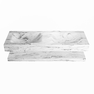 MONDIAZ ALAN - DLUX Badkamermeubelset - 130cm - planchet - Glace - vrijhangende wastafel - 2 wasbakken - 0 kraangaten - Glace