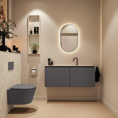 MONDIAZ TURE-DLUX 120cm toiletmeubel Dark Grey. EDEN wastafel Ostra positie midden. Met 1 kraangat.