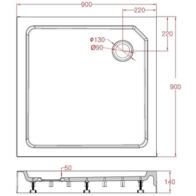 Best Design Project receveur de douche surélevé carré 90x90x14 cm