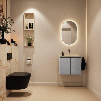 MONDIAZ TURE-DLUX 60cm toiletmeubel Plata. EDEN wastafel Frappe positie midden. Zonder kraangat.