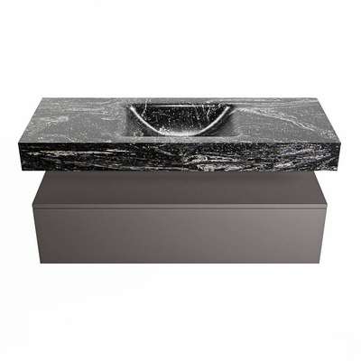 MONDIAZ ALAN - DLUX Badkamermeubelset - 120cm - onderkast - Dark grey - 1 lade - vrijhangende wastafel - wasbak midden - 0 kraangaten - Lava