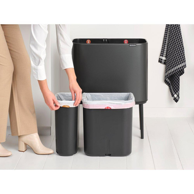 Brabantia Bo Touch Bin Afvalemmer - 11+23 liter - 2 kunststof binnenemmers - confident grey