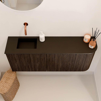 Mondiaz JOYA 101.6cm toiletmeubel - ronding rechts kleur Walnut - Wastafel FAYE positie Links Zonder kraangat kleur Urban.