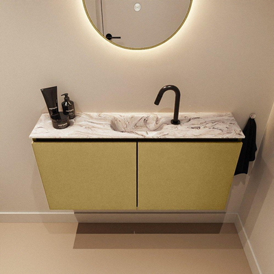 MONDIAZ TURE-DLUX 100cm toiletmeubel Oro. EDEN wastafel Glace positie midden. Met 1 kraangat.