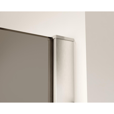 FugaFlow Eccelente Vetro inloopdouche - 180x200cm - rookglas - wandarm - Geborsteld RVS PVD (RVS)