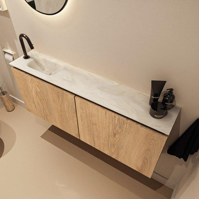 MONDIAZ TURE-DLUX 120cm toiletmeubel Washed Oak. EDEN wastafel Ostra positie links. Met 1 kraangat.