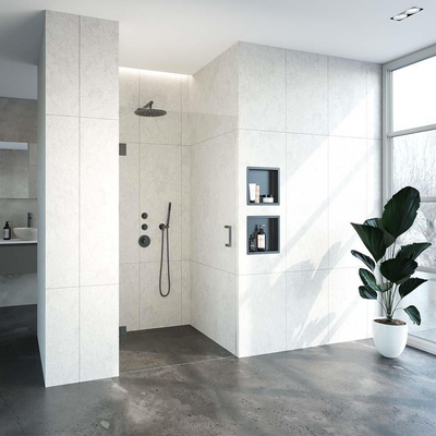 BRAUER Void porte de niche verre transparent 100x200 réversible incl. traitement du verre PVD gunmetal brossé