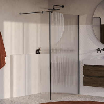 BRAUER Oblivion Inloopdouche - 120x200cm - 30cm zijwand - helder ribbel glas - glascoating - PVD - Geborsteld Gunmetal