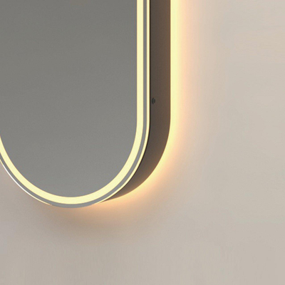 Saniclass Shine spiegelkast – ovaal – 45x140x14 cm – indirecte LED rondom – spiegelverwarming – Zwart