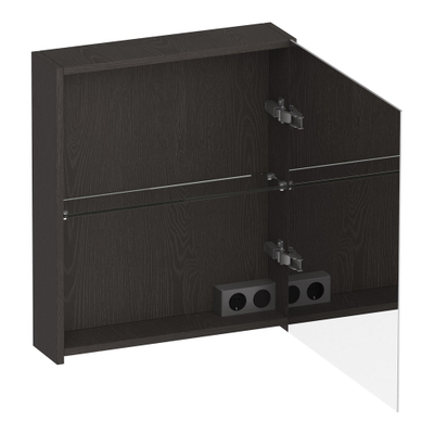 BRAUER Impress Armoire de toilette - 60x70x15cm - sans éclairage - avec 1 porte miroir double face pivotante à droite - Anthracite Bois