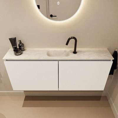 MONDIAZ TURE-DLUX Meuble WC 120 cm Talc. Lavabo EDEN Ostra position milieu. Avec 1 trou de robinet.