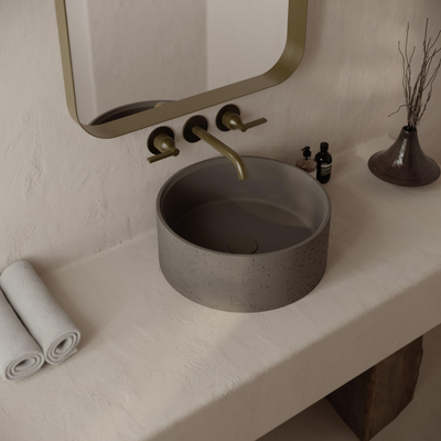 Ideavit Idea.deep lavabo à poser - 39x15cm - rond - incl. bonde clic clac - béton D5