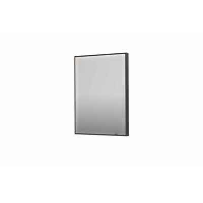 INK SP19 miroir - 60x4x80cm rectangulaire dans cadre en acier incl dir LED - chauffage - changement de couleur - dimmable et interrupteur - métal brossé noir