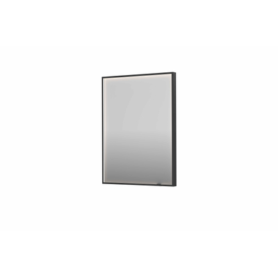 INK SP19 spiegel - 60x4x80cm rechthoek in stalen kader incl dir LED - verwarming - color changing - dimbaar en schakelaar - geborsteld metal black