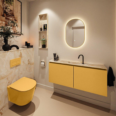 MONDIAZ TURE-DLUX 120cm toiletmeubel Ocher. EDEN wastafel Frappe positie midden. Met 1 kraangat.