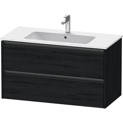Duravit Ketho 2 meuble sous-lavabo avec 2 tiroirs 101x48x55cm avec poignées chêne anthracite noir mat